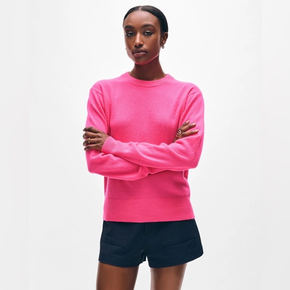 NWT WHITE + WARREN CASHMERE CORE CREWNECK SIZE LARGE PINK GLOW Z500